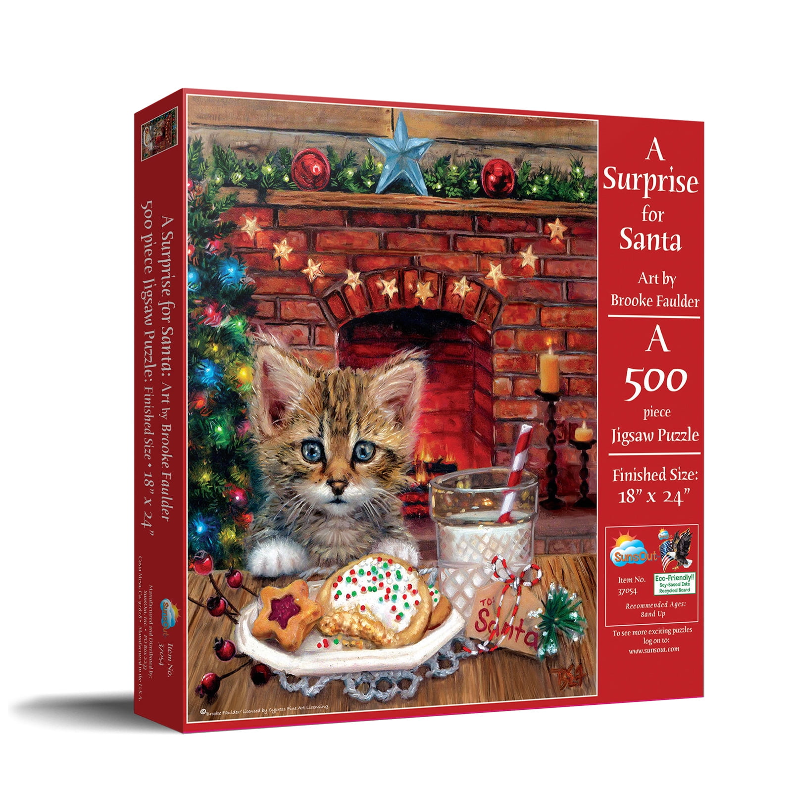 SUNSOUT INC - A Surprise for Santa - 500 pc Jigsaw Puzzle by Artist: Brooke Faulder - Finished Size 18" x 24" Christmas - MPN# 37054