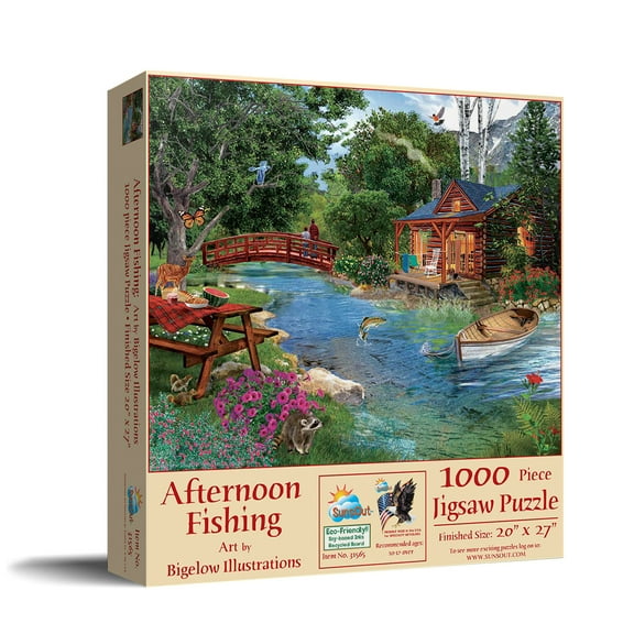 SUNSOUT INC - Afternoon fishing - 1000 pc Jigsaw Puzzle by Artist: Bigelow Illustrations - Finished Size 20" x 27" - MPN# 31565