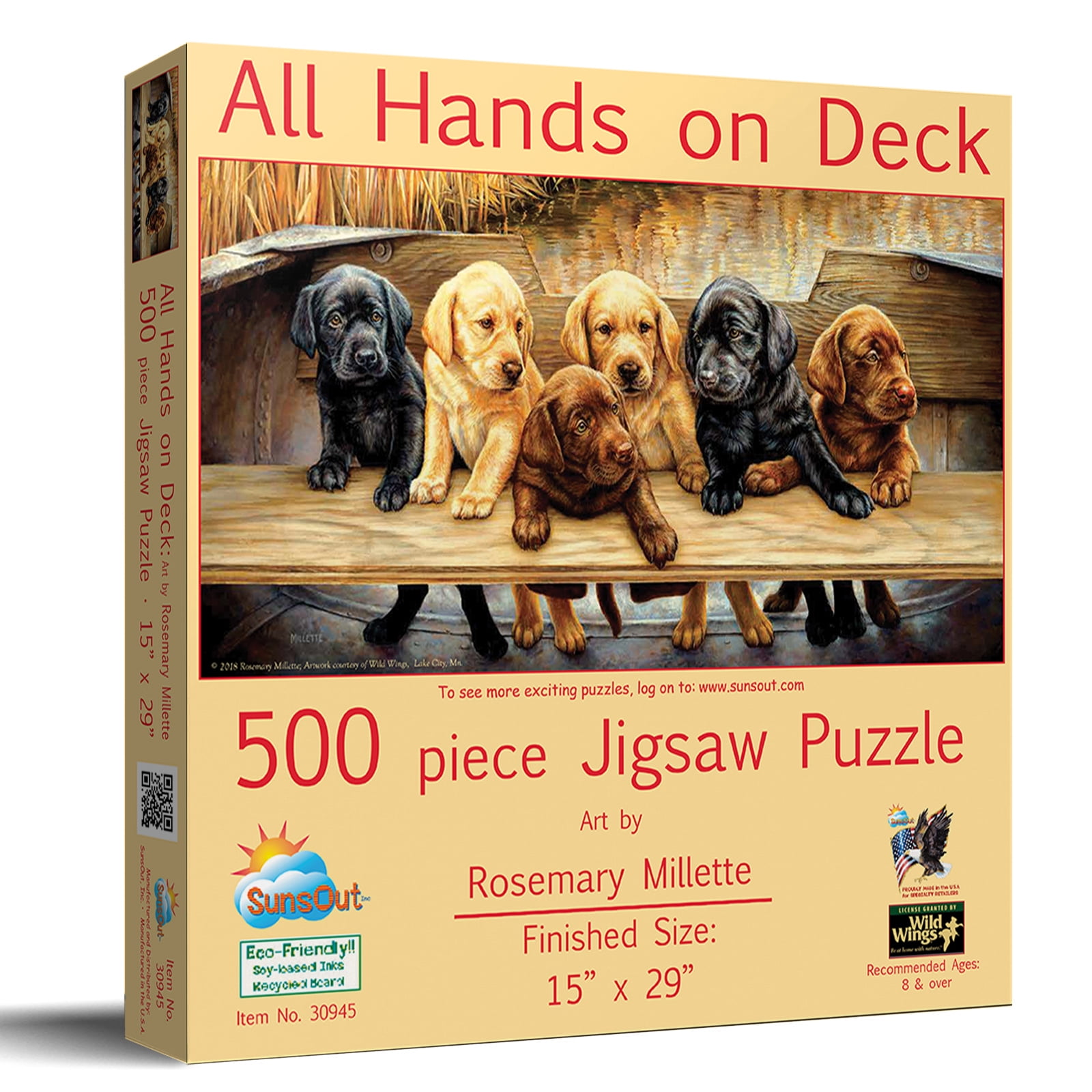 SUNSOUT INC - All Hands on Deck - 500 pc Jigsaw Puzzle by Artist: Rosemary Millette - Finished Size 15" x 29" - MPN# 30945