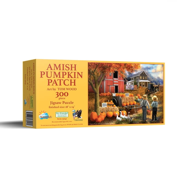 SUNSOUT INC - Amish Pumpkin Patch - 300 pc Jigsaw Puzzle by Artist: Tom Wood - Finished Size 18" x 24" Halloween - MPN# 23041
