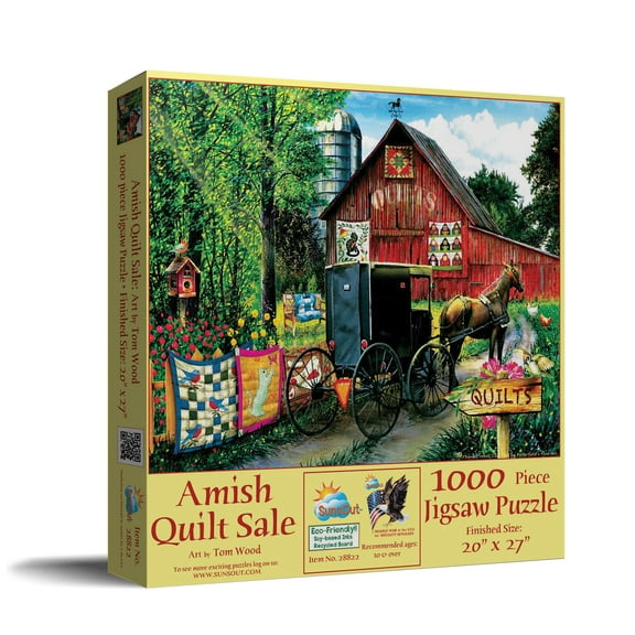 SUNSOUT INC - Amish Quilt Sale - 1000 pc Jigsaw Puzzle by Artist: Tom Wood - Finished Size 20" x 27" - MPN# 28822