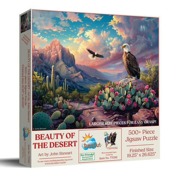 SUNSOUT INC - Beauty of the Desert - 500 pc Large Piece Jigsaw Puzzle by Artist: John Stewart - Finished Size 19.25" x 26.625" - MPN# 77096