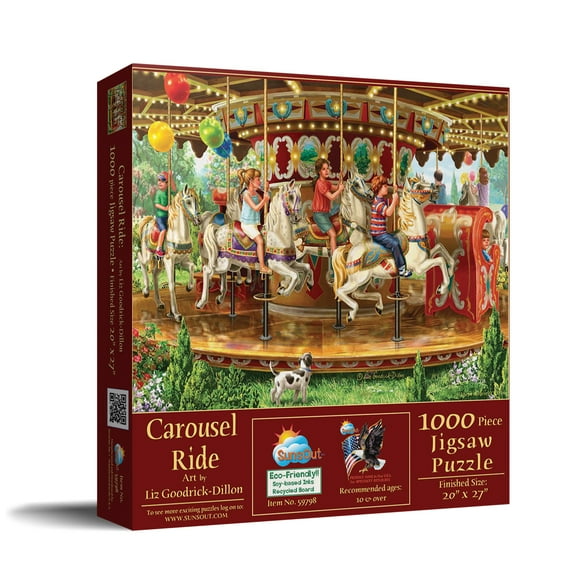 SUNSOUT INC - Carousel Ride - 1000 pc Jigsaw Puzzle by Artist: Liz Goodrick Dillon - Finished Size 20" x 27" - MPN# 59798