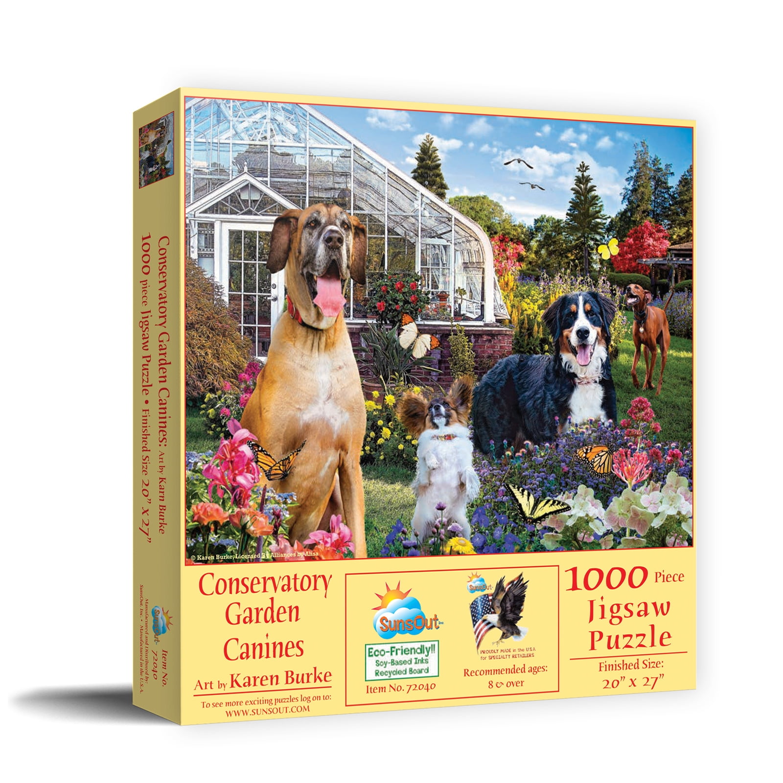 SunsOut Conservatory Garden Canines 1000 Piece Jigsaw Puzzle By Karen Burke