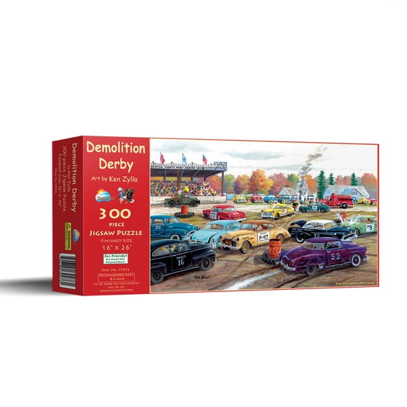 SUNSOUT INC - Demolition Derby - 300 pc Jigsaw Puzzle by Artist: Ken Zylla - Finished Size 16" x 26" - MPN# 39976