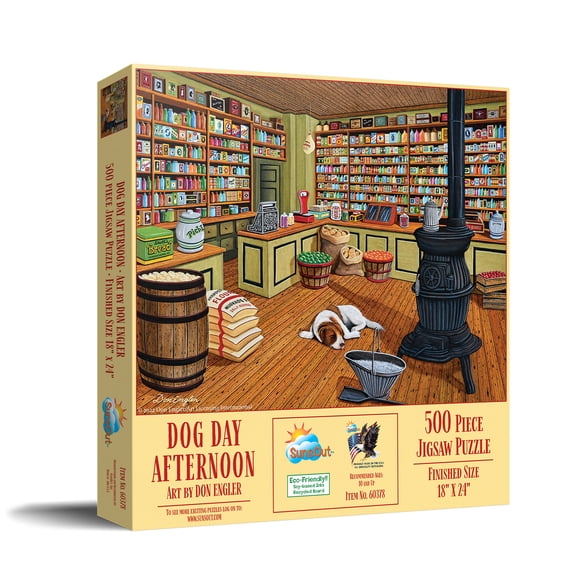 SUNSOUT INC - Dog Day Afternoon - 500 pc Jigsaw Puzzle by Artist: Don Engler - Finished Size 18" x 24" - MPN# 60378
