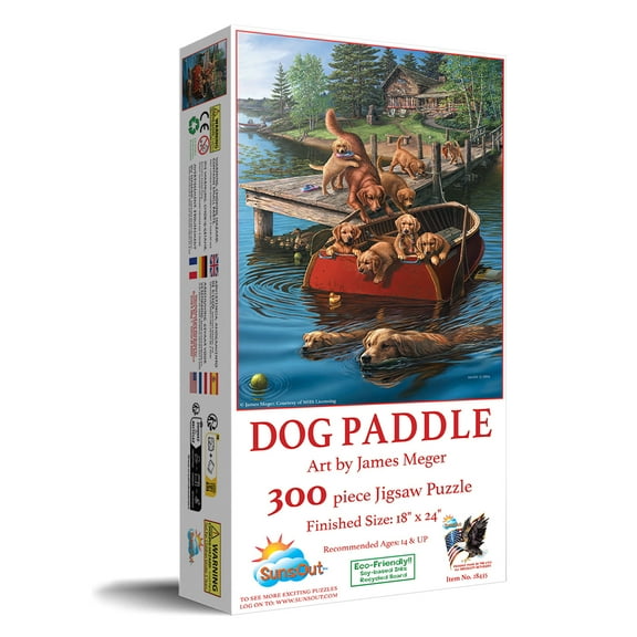 SUNSOUT INC - Dog Paddle - 300 pc Jigsaw Puzzle by Artist: James Meger - Finished Size 18" x 24" - MPN# 28435