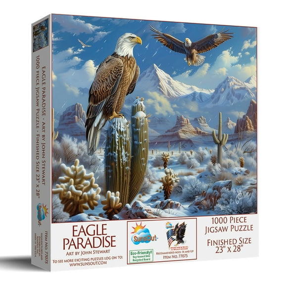 SUNSOUT INC - Eagle Paradise - 1000 pc Jigsaw Puzzle by Artist: John Stewart - Finished Size 23" x 28" - MPN# 77075