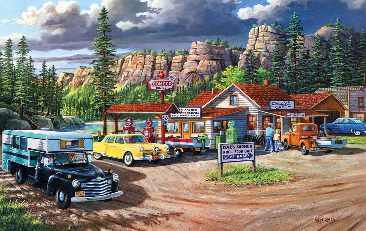 SUNSOUT INC - Small Town Saturday Night - 550 Pc Jigsaw Puzzle By Artist: Ken Zylla - Finished Size 15\" X 24\" - MPN# 37767 - Jigsaw Express