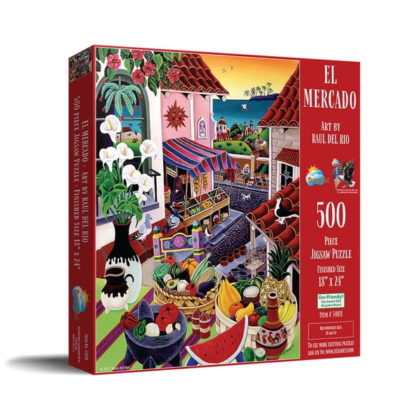 SUNSOUT INC - El Mercado - 500 pc Jigsaw Puzzle by Artist: Raul del Rio - Finished Size 18" x 24" Food - MPN# 54011