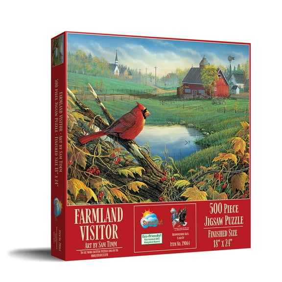 SUNSOUT INC - Farmland Visitor - 500 pc Jigsaw Puzzle by Artist: Sam Timm - Finished Size 18" x 24" - MPN# 29064
