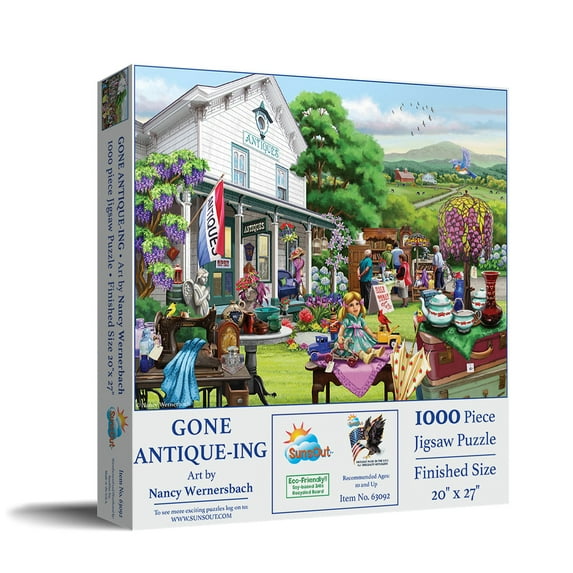 SUNSOUT INC - Gone Antique-ing - 1000 pc Jigsaw Puzzle by Artist: Nancy Wernersbach - Finished Size 20" x 27" - MPN# 63092