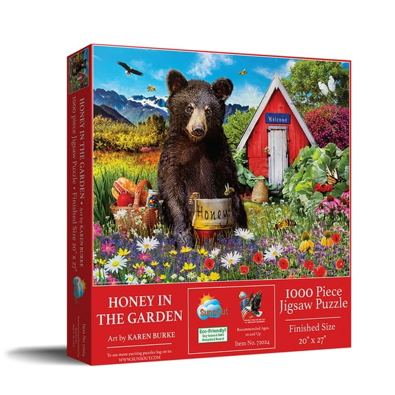 SUNSOUT INC - Honey in the Garden - 1000 pc Jigsaw Puzzle by Artist: Karen Burke - Finished Size 20" x 27" - MPN# 72024