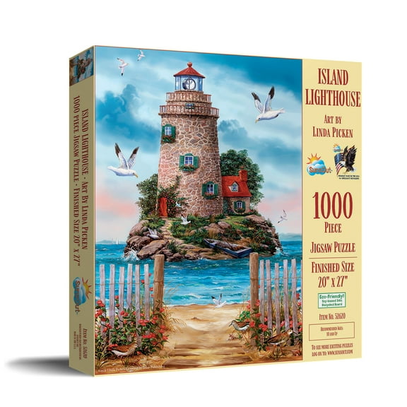 SUNSOUT INC - Island Lighthouse - 1000 pc Jigsaw Puzzle by Artist: Linda Picken - Finished Size 20" x 27" - MPN# 52620