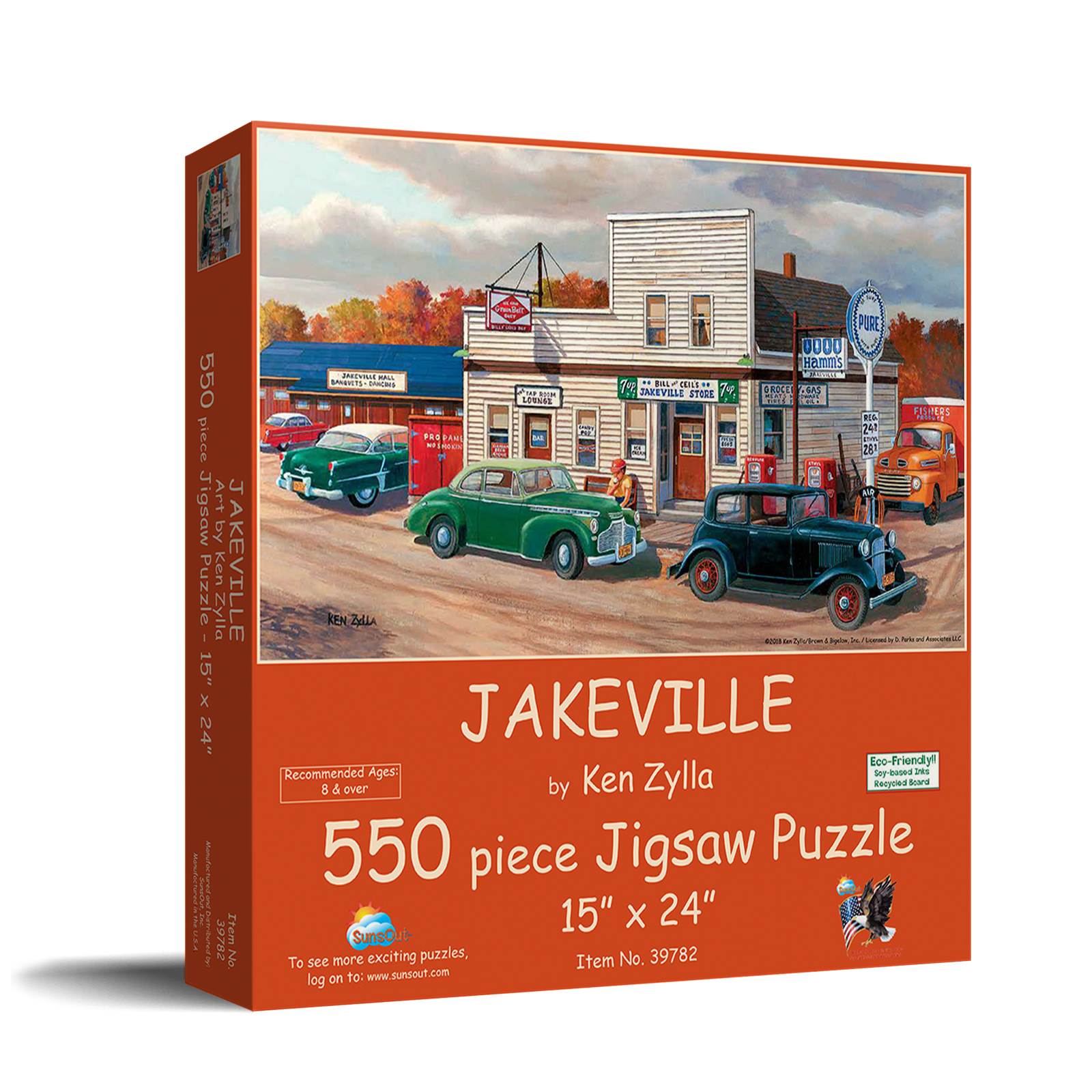 SUNSOUT INC - Small Town Saturday Night - 550 Pc Jigsaw Puzzle By Artist: Ken Zylla - Finished Size 15\" X 24\" - MPN# 37767 - Jigsaw Express