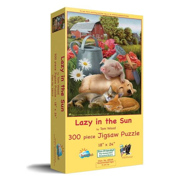 SUNSOUT INC - Lazy in the Sun - 300 pc Jigsaw Puzzle by Artist: Tom Wood - Finished Size 18" x 24" - MPN# 28549