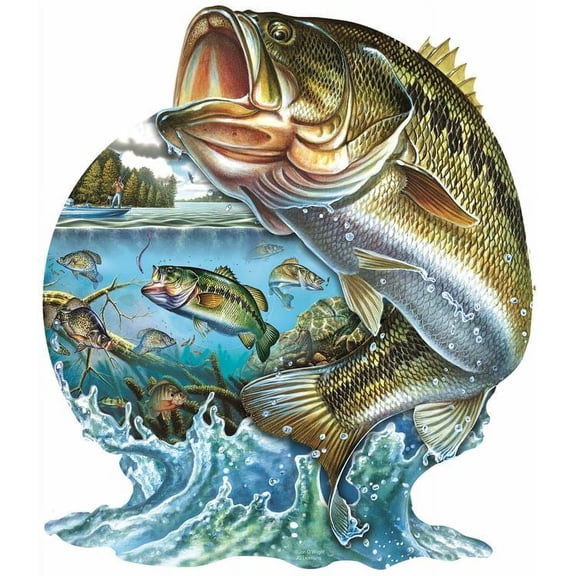 SUNSOUT INC - Leap To Freedom - 1000 pc Special Shape Jigsaw Puzzle by Artist: Jon Q. Wright - Finished Size 26.5" x 30.5" Fish - MPN# 96092