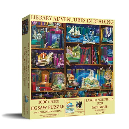 SUNSOUT INC - Library Adventures in Reading - 1000 pc Large Pieces Jigsaw Puzzle by Artist: Alixandra Mullins - Finished Size 27" x 35" - MPN# 48432