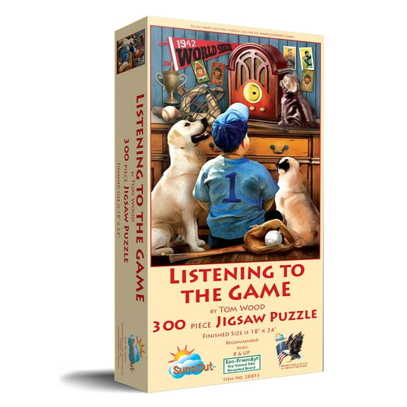 SUNSOUT INC - Listening to the Game - 300 pc Jigsaw Puzzle by Artist: Tom Wood - Finished Size 18" x 24" - MPN# 28853
