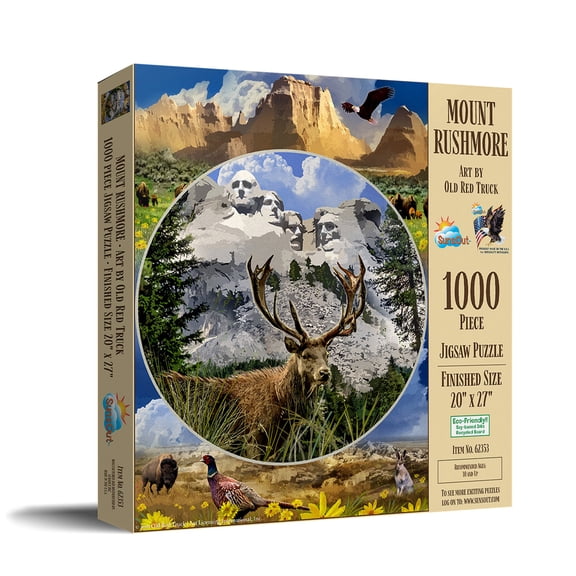 SUNSOUT INC - Mount Rushmore - 1000 pc Jigsaw Puzzle by Artist: Old Red Truck - Finished Size 20" x 27" - MPN# 62353