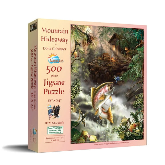 SUNSOUT INC - Mountain Hideaway - 500 pc Jigsaw Puzzle by Artist: Dona Gelsinger - Finished Size 18" x 24" - MPN# 57161