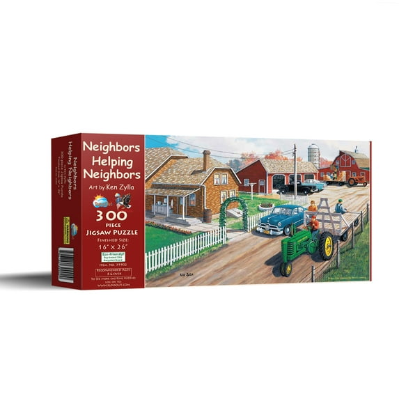 SUNSOUT INC - Neighbors Helping Neighbors - 300 pc Jigsaw Puzzle by Artist: Ken Zylla - Finished Size 16" x 26" - MPN# 39902