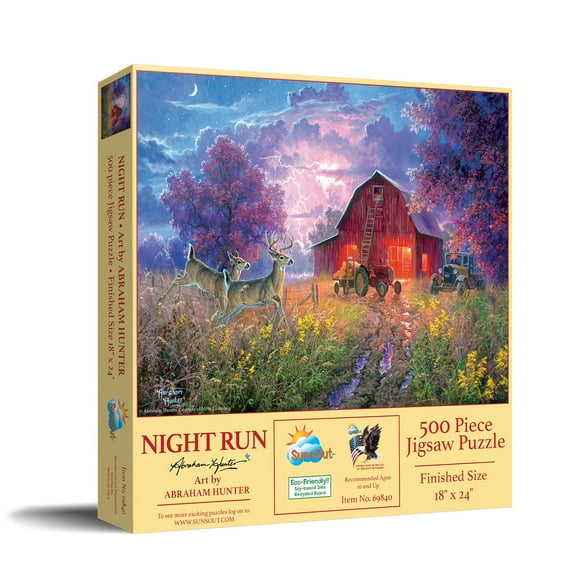 SUNSOUT INC - Night Run - 500 pc Jigsaw Puzzle by Artist: Abraham Hunter - Finished Size 18" x 24" - MPN# 69840