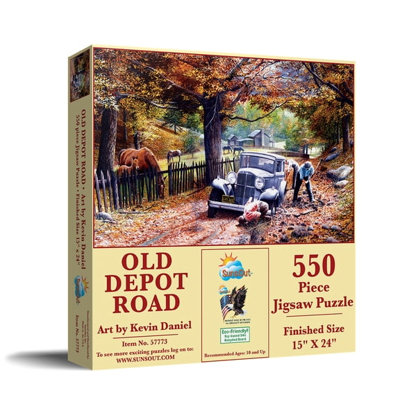SUNSOUT INC - Old Depot Road - 550 pc Jigsaw Puzzle by Artist: Kevin Daniel - Finished Size 15" x 24" - MPN# 57773