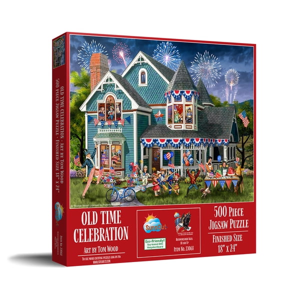 SUNSOUT INC - Old time Celebration - 500 pc Jigsaw Puzzle by Artist: Tom Wood - Finished Size 18" x 24" - MPN# 23068