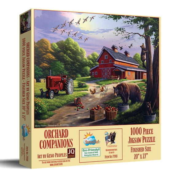 SUNSOUT INC - Orchard Companions - 1000 pc Jigsaw Puzzle by Artist: JQ Licensing - Finished Size 19.5" round - MPN# 71918