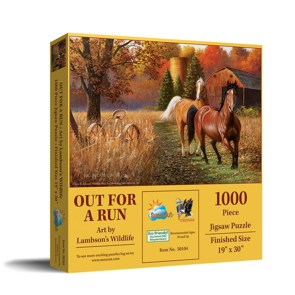 SUNSOUT INC - Out for a Run - 1000 pc Jigsaw Puzzle by Artist: Lambson's Wildlife Art - Finished Size 19" x 30" - MPN# 50104