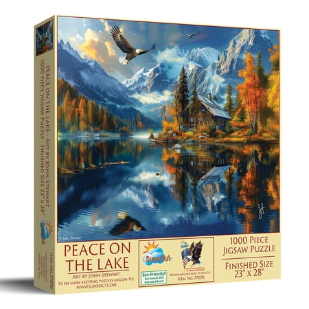 SUNSOUT INC - Peace on the Lake - 1000 pc Jigsaw Puzzle by Artist: John Stewart - Finished Size 23" x 28" - MPN# 77070