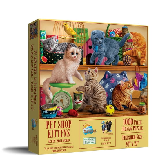 SUNSOUT INC - Pet Shop Kittens - 1000 pc Jigsaw Puzzle by Artist: Image World - Finished Size 20" x 27" - MPN# 42957