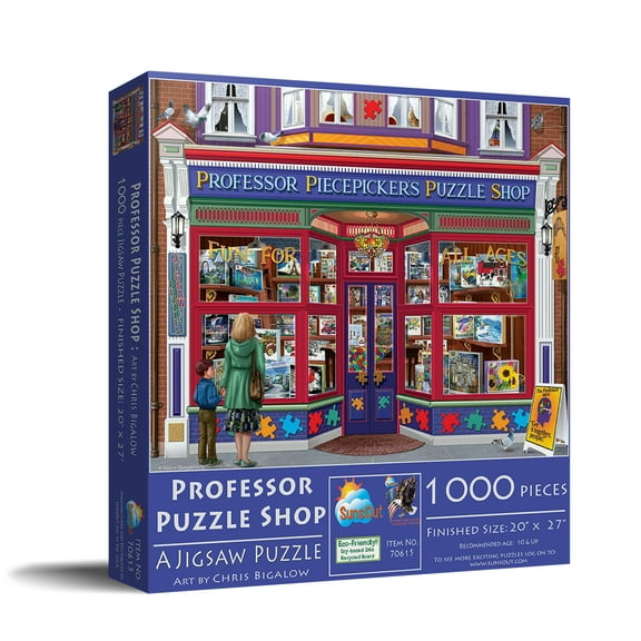 SUNSOUT INC - Professor Piecepickers Puzzle Shop - 1000 pc Jigsaw Puzzle by Artist: Bigelow Illustrations - Finished Size 20" x 27" - MPN# 70615