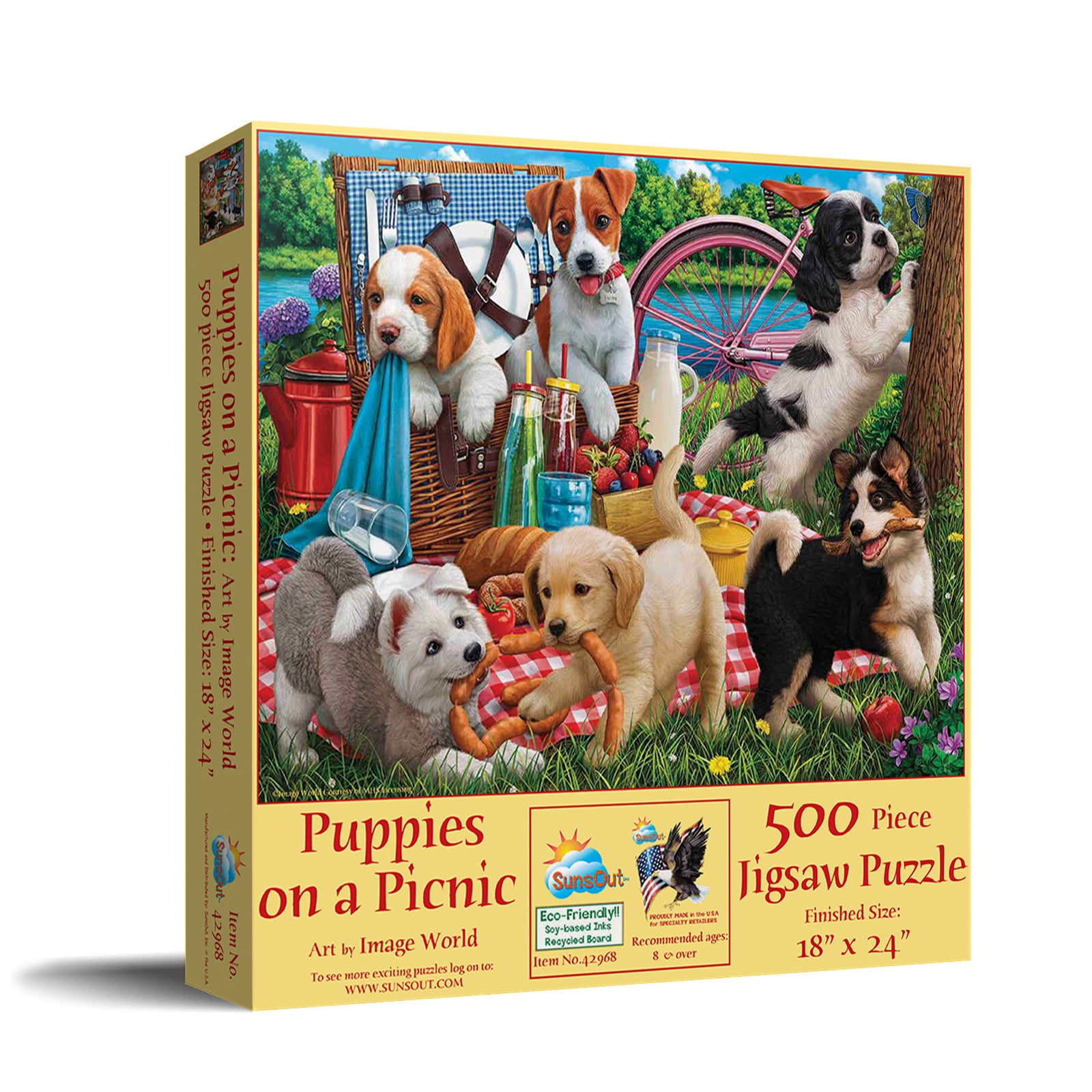 SUNSOUT INC - Puppies on a Picnic - 500 pc Jigsaw Puzzle by Artist ...