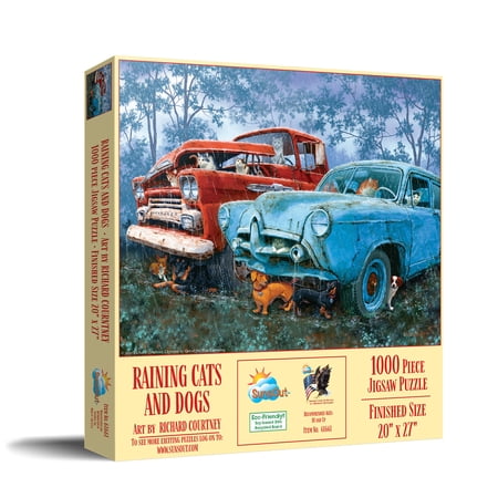 SUNSOUT INC - Raining Cats and Dogs - 1000 pc Jigsaw Puzzle by Artist: Richard Courtney - Finished Size 20" x 27" - MPN# 61661