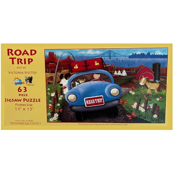 SUNSOUT INC - Road Trip - 63 pc Jigsaw Puzzle by Artist: Victoria Hutto - Finished Size 11" x 15" - MPN# 81646