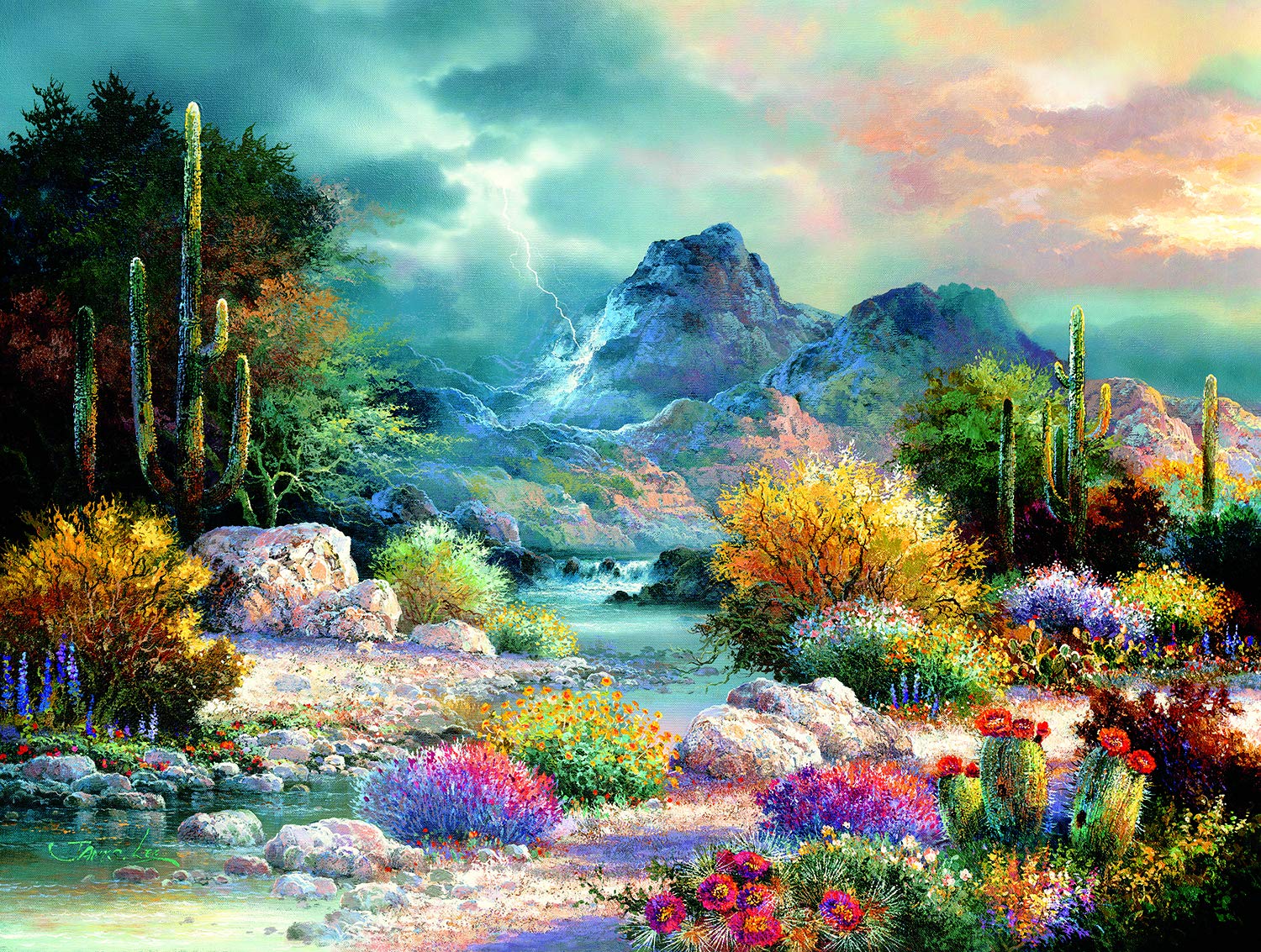 SUNSOUT INC - Springtime Valley - 300 pc Jigsaw Puzzle by Artist: James Lee - Finished Size 18" x 24" - MPN# 18017 - image 1 of 5