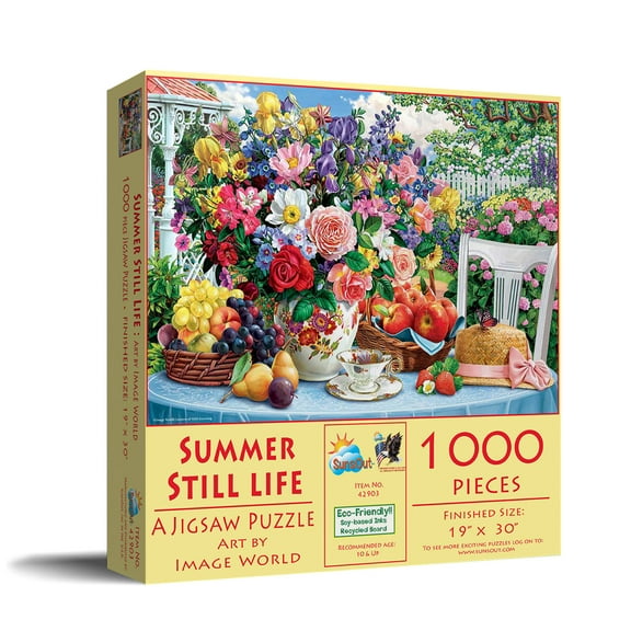 SUNSOUT INC - Summer Still Life - 1000 pc Jigsaw Puzzle by Artist: Image World - Finished Size 19" x 30" - MPN# 42903