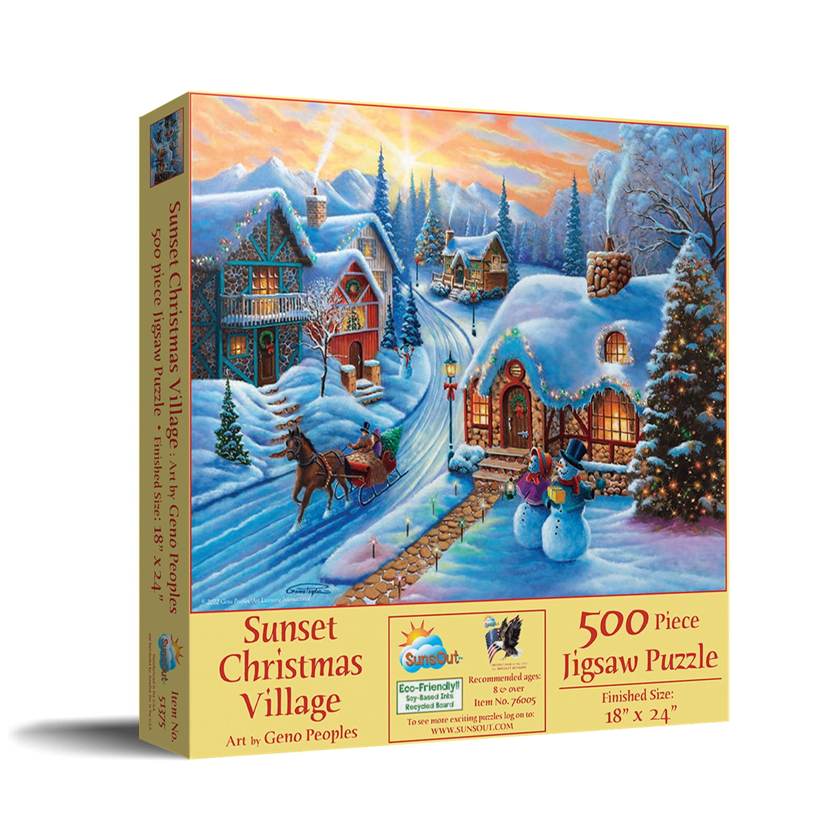 SUNSOUT INC - Sunset Christmas Village - 500 pc Jigsaw Puzzle by Artist ...