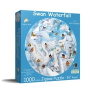 SUNSOUT INC - Swan Waterfall - 1000 pc Round Jigsaw Puzzle by Artist Lori Schory - Finished Size 26" rd - MPN# 35134