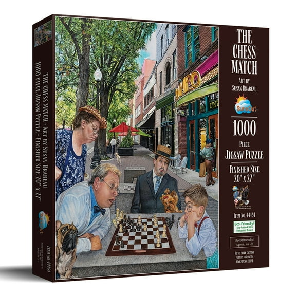SUNSOUT INC - The Chess Match - 1000 pc Jigsaw Puzzle by Artist: Susan Brabeau - Finished Size 15" x 29" - MPN# 44464