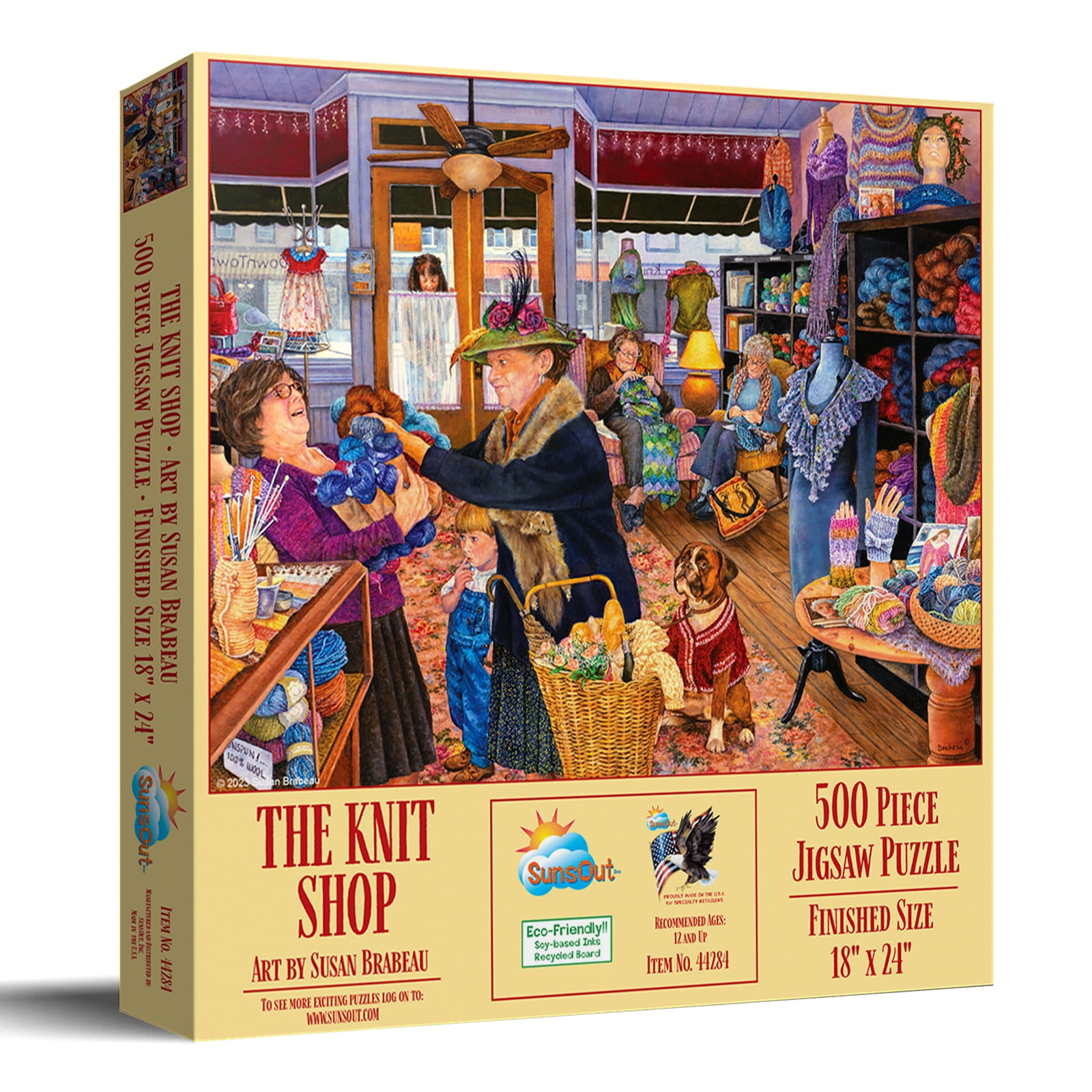 SUNSOUT INC - The Knit Shop - 500 pc Jigsaw Puzzle by Artist: Susan Brabeau - MPN # 44284
