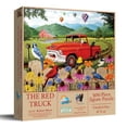 thumbnail image 1 of SUNSOUT INC - The Red Truck - 500 pc Jigsaw Puzzle by Artist: Robert Wavra - Finished Size 18" x 24" - MPN# 51304, 1 of 5