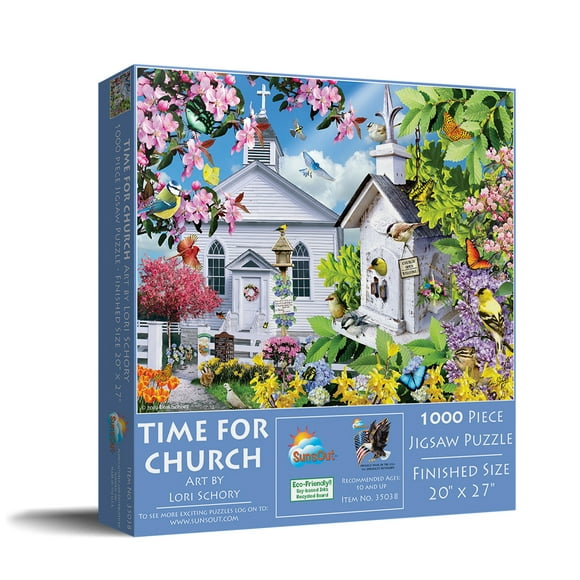 SUNSOUT INC - Time for Church - 1000 pc Jigsaw Puzzle by Artist: Lori Schory - Finished Size 20" x 27" - MPN# 35038