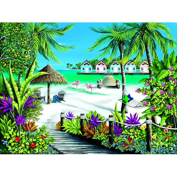 SUNSOUT INC - Tropical Escape - 500 pc Jigsaw Puzzle by Artist: Penney Scarboro - Finished Size 18" x 24" - MPN# 61810