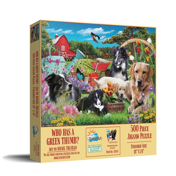 SUNSOUT INC - Who has a green Thumb - 500 pc Jigsaw Puzzle by Artist: Rafael Trujillo - Finished Size 18" x 24" - MPN# 42263