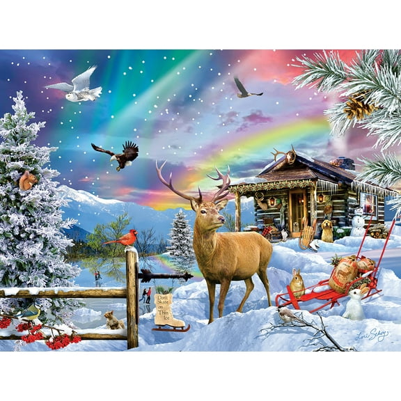 SUNSOUT INC - Winter in the Mountains - 500 pc Jigsaw Puzzle by Artist: Lori Schory - Finished Size 18" x 24" - MPN# 35238