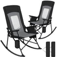 thumbnail image 1 of SUNSPIRE 2-Pack Folding Rocking Camping Chairs, Oversized Outdoor Rocker with High Back, Hard Armrests, Carry Bag, 400 lb Capacity Black Gray, 1 of 8