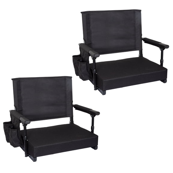 SUNSPIRE 2 Pack Stadium Seats with Back Support, Bench Portable Chair with Cup Holders and Armrests,Lightweight Foldable Bleacher Chair for Outdoor